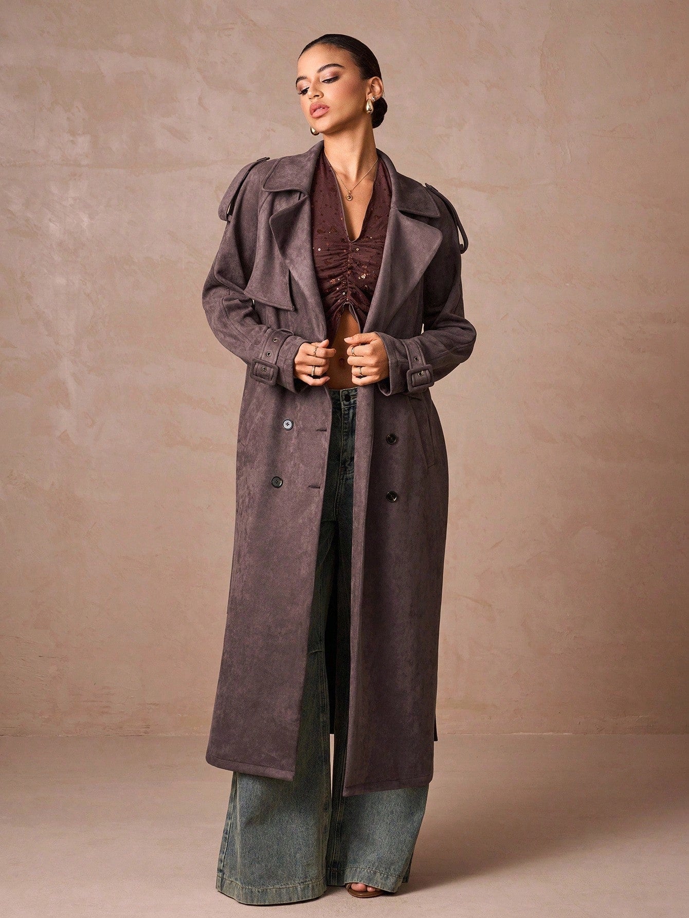 Lumalex Fall Winter Outing Casual Elegant Gathering Party Banquet Modest Old Money Coquette Glitter Holiday Party Rave Festival Outing Vacation Hot Outdoor Richly Layered Wedding Season Banquet Coming Of Age Ceremony Women's Regular Fit Suede-Feel Straig