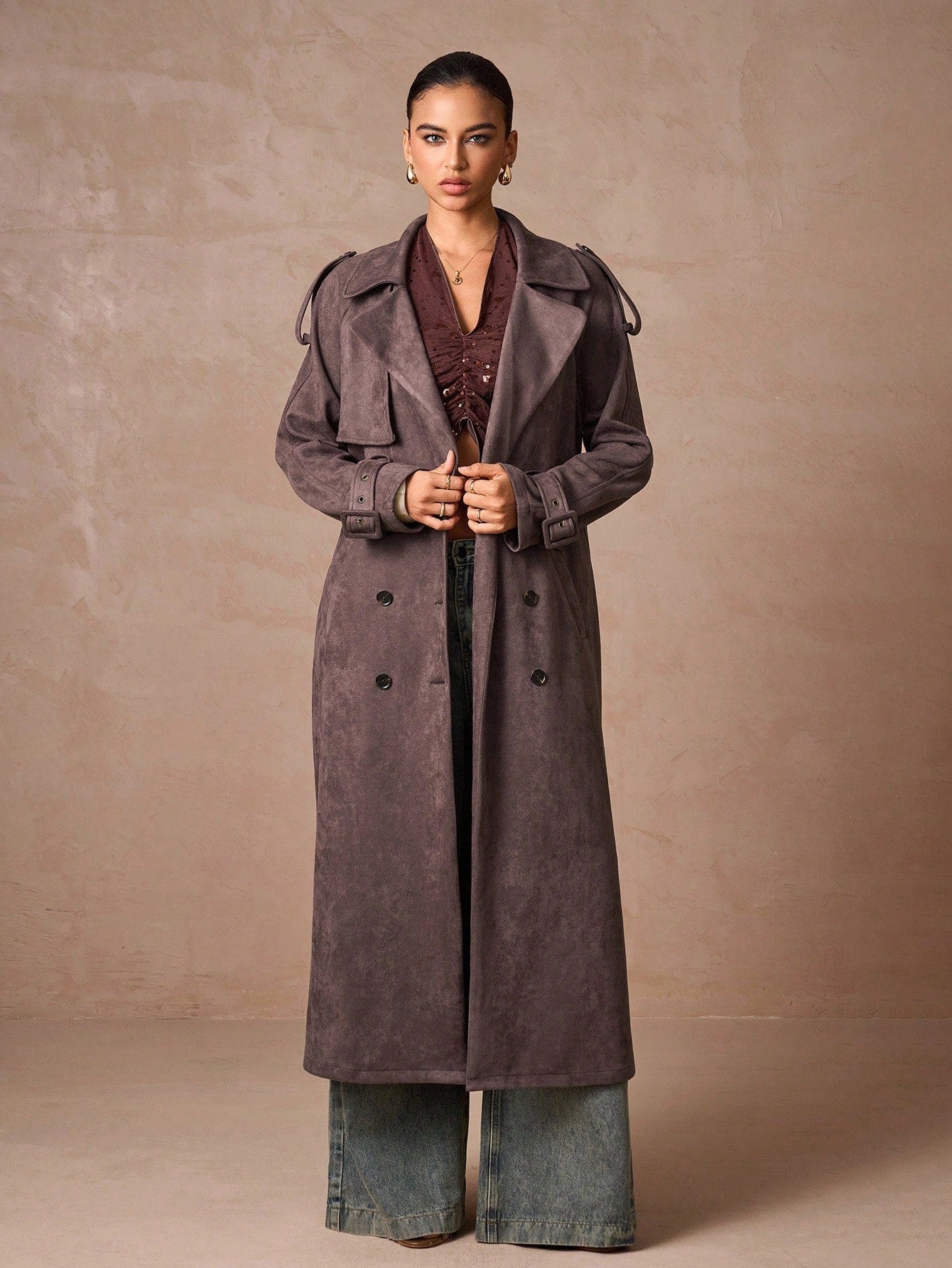 Lumalex Fall Winter Outing Casual Elegant Gathering Party Banquet Modest Old Money Coquette Glitter Holiday Party Rave Festival Outing Vacation Hot Outdoor Richly Layered Wedding Season Banquet Coming Of Age Ceremony Women's Regular Fit Suede-Feel Straig