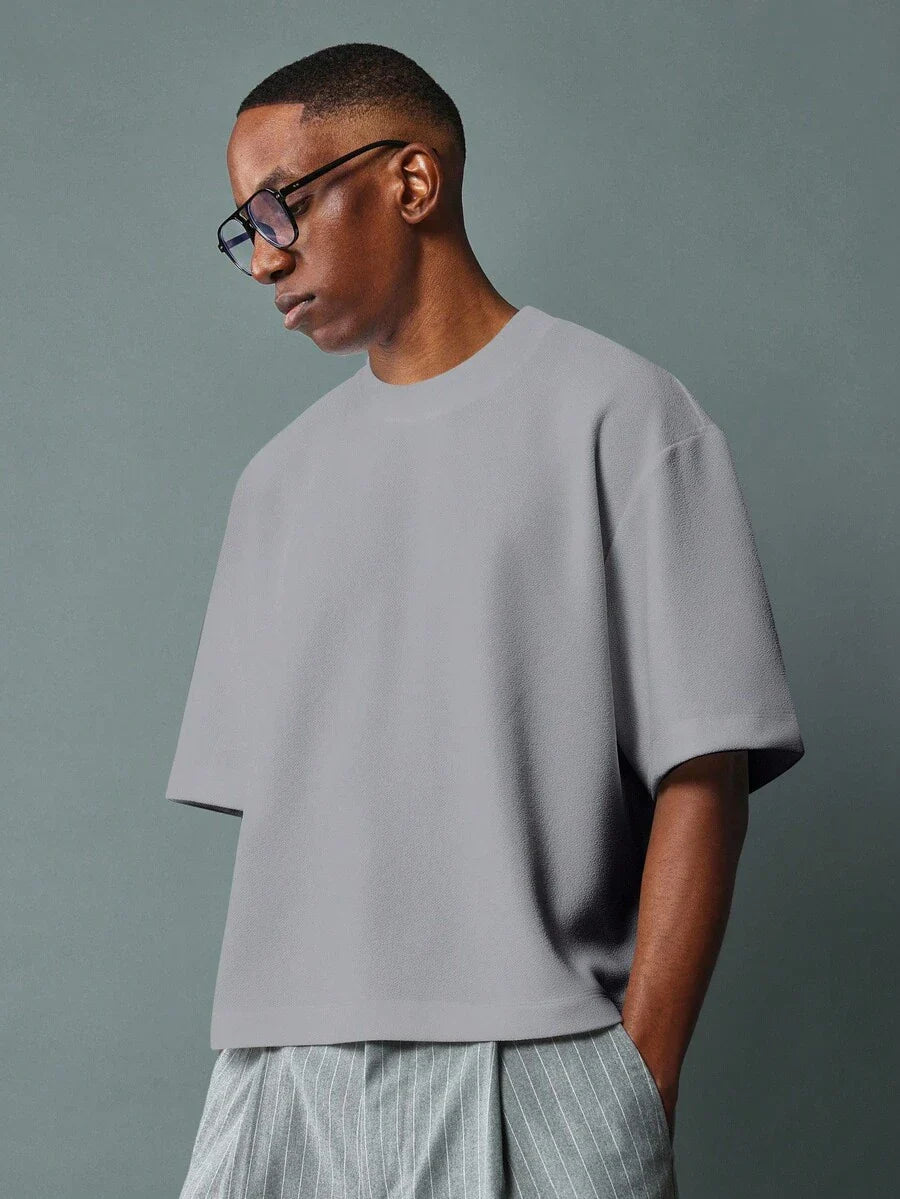 SUMWON Boxy Cut Cropped Jersey T Shirt With Modern Design