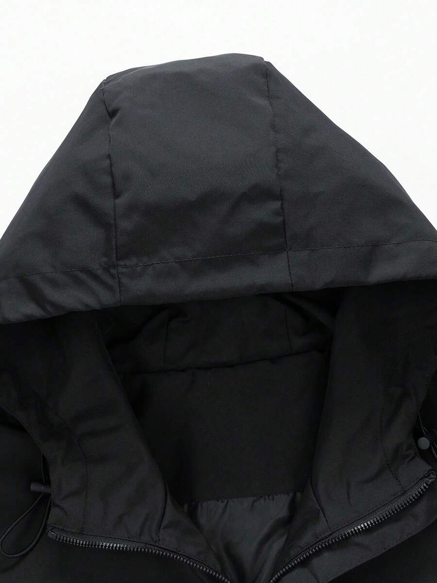 Men's Hooded Jacket With Pockets, Printed Outerwear For Spring And Autumn