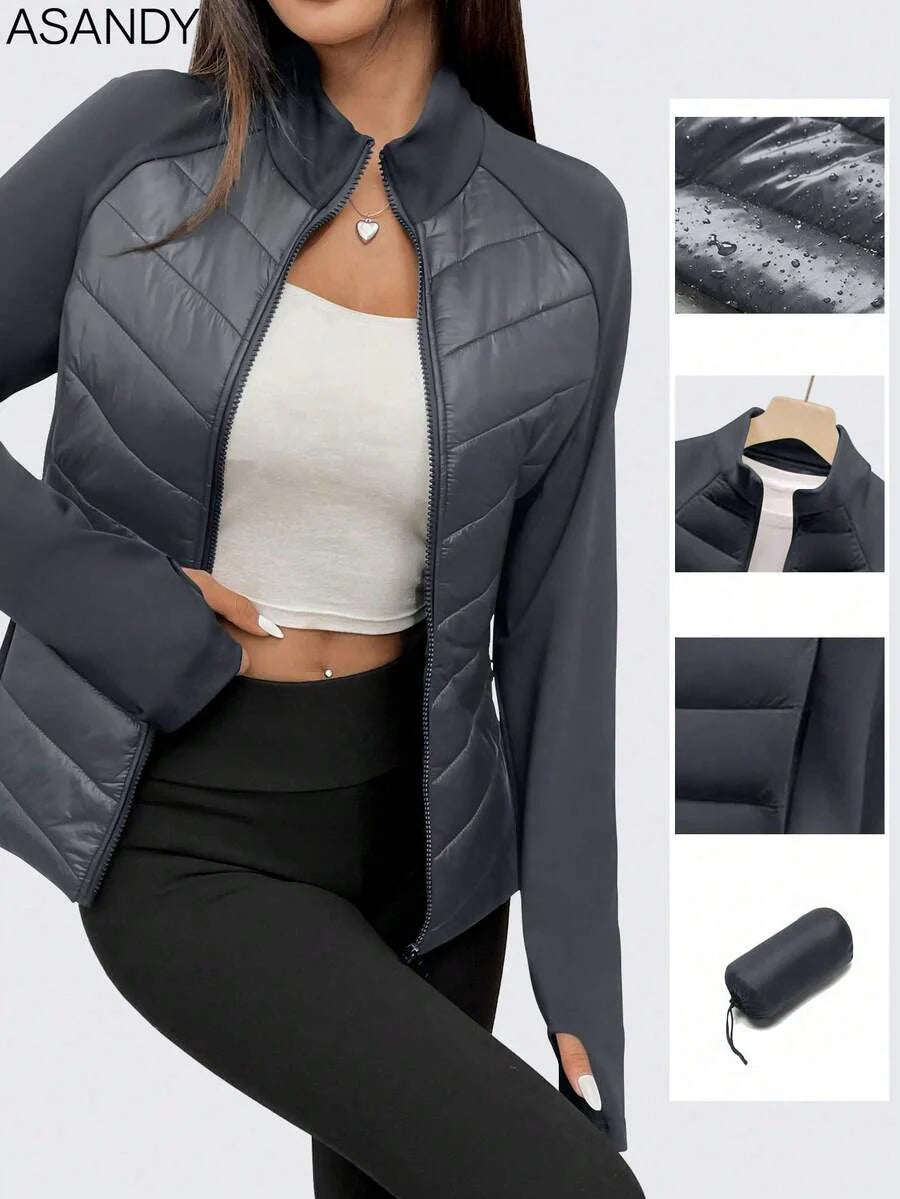 ASANDY Women's Autumn/Winter Lightweight Warm Fitted Waist Fashionable Padded Coat