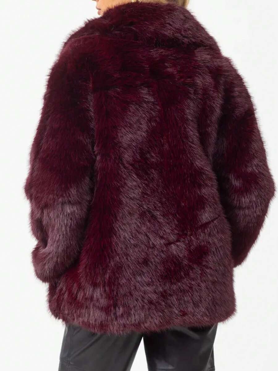 HH Women Vintage Solid Faux Fur Coat Loose Casual Long Sleeve Lapel Jacket Winter Thick Warm Outerwear Oversize Style