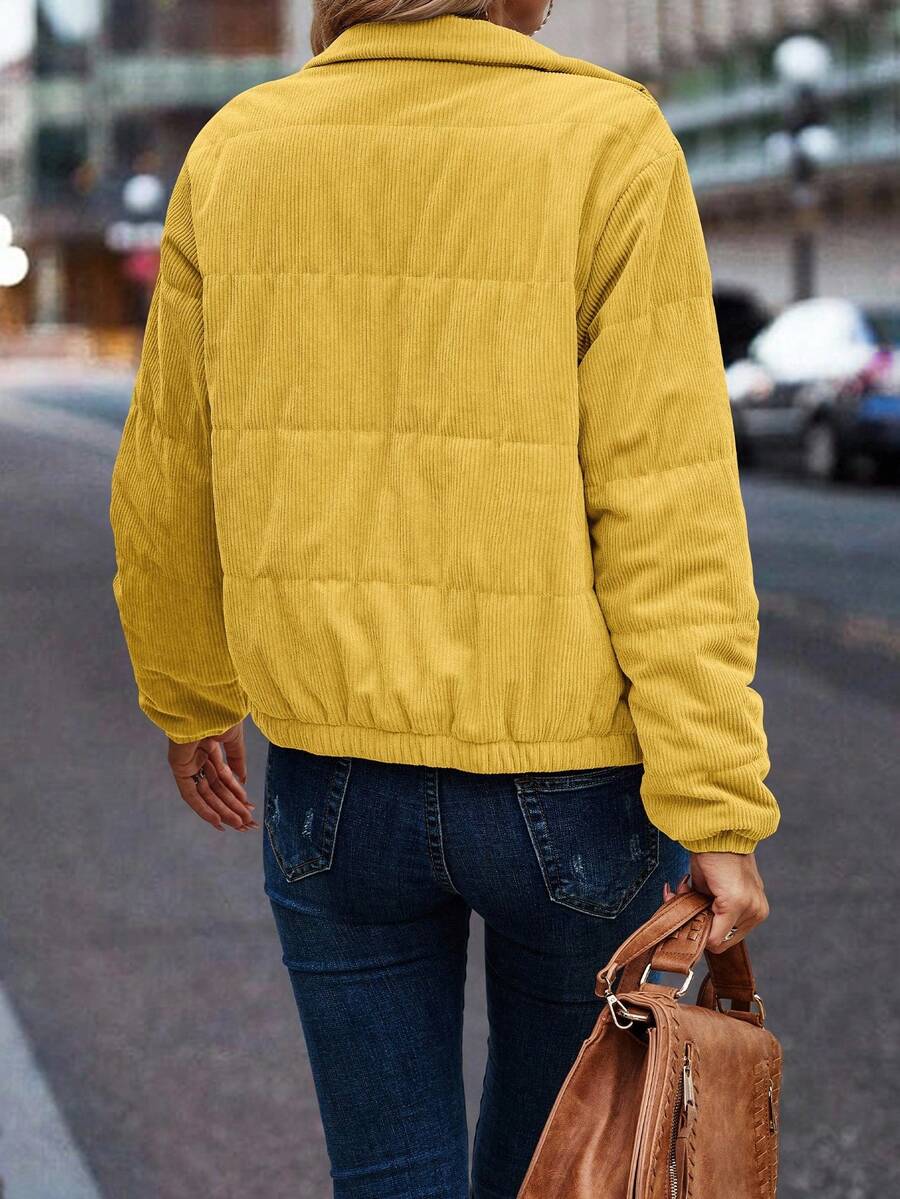 Clasi Zip Up Snap Button Padded Padded Coat Clothes Winter Fall Cloth For Women