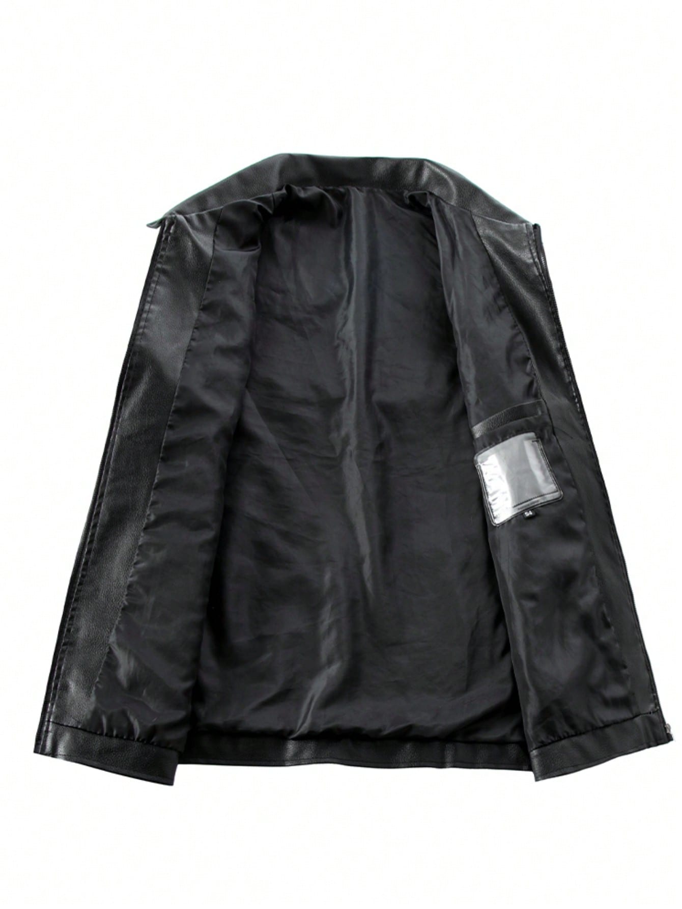 Men's Autumn/Winter Turndown Collar Drop Shoulder Long Sleeve Zip-Up PU Leather Jacket, Grunge