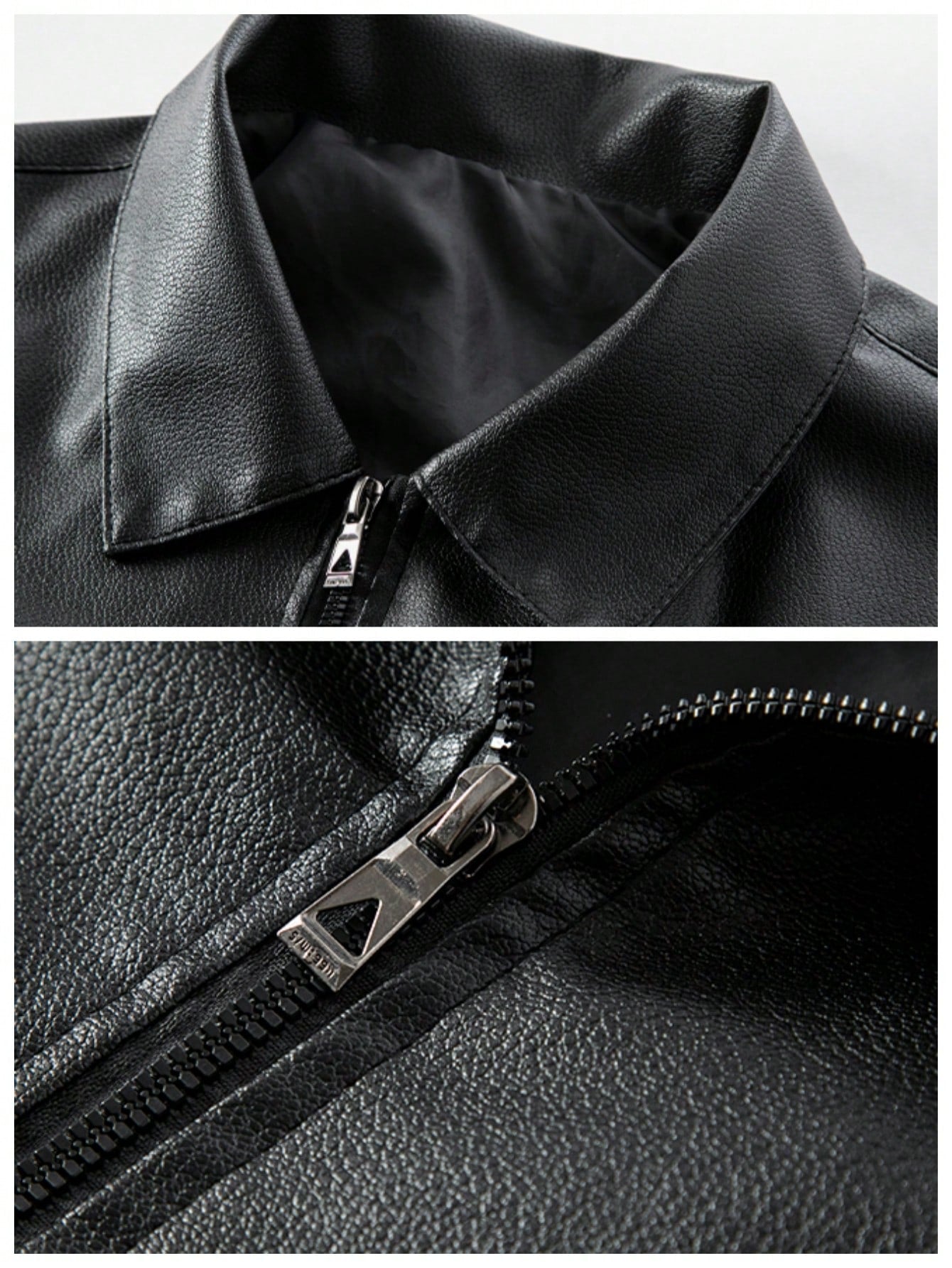Men's Autumn/Winter Turndown Collar Drop Shoulder Long Sleeve Zip-Up PU Leather Jacket, Grunge