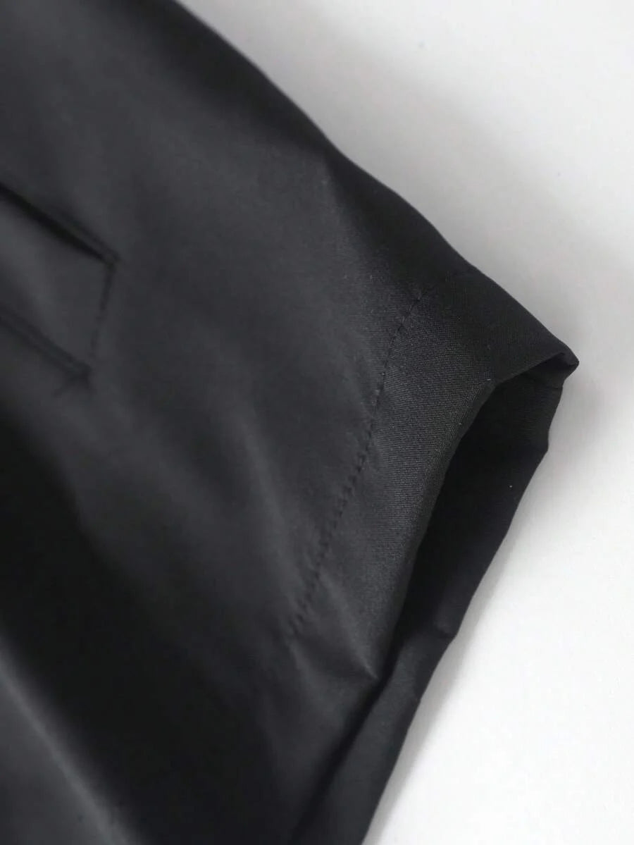 Manfinity Homme Men's Solid Color Zip-Up Casual Outdoor Windbreaker Jacket, Men's Black Jacket, Men's Teachwear Jacket
