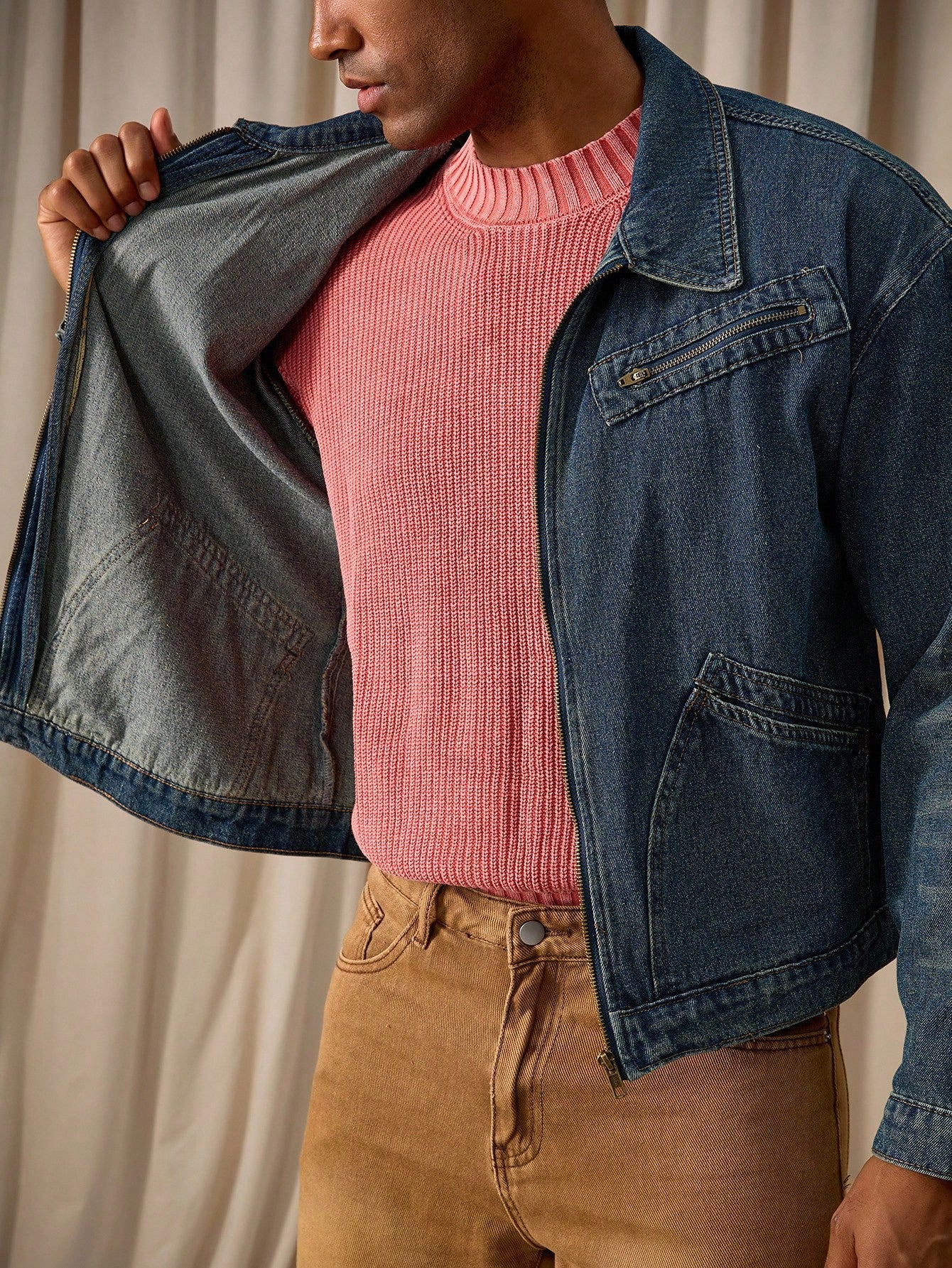 RivetRise Men's Vintage Distressed Loose Fit Denim Jacket Western Vintage Washed, Fall