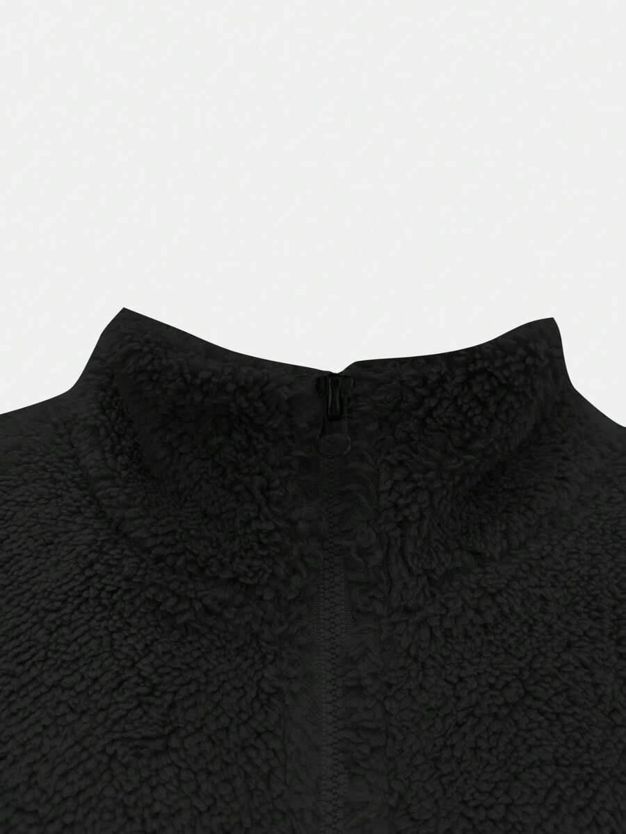 Women's Solid Color Thick Warm Double-Sided Fleece Zip-Up Jacket, Winter