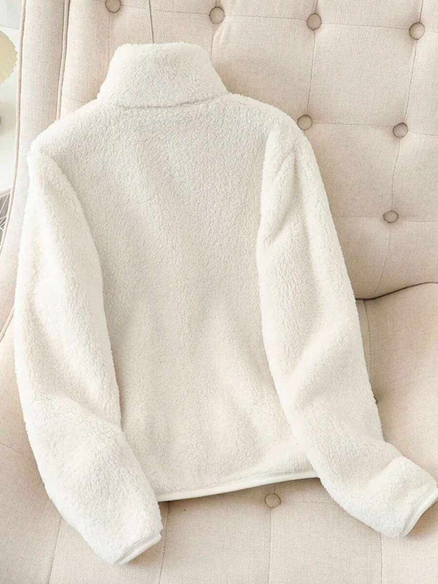 Women's Solid Color Thick Warm Double-Sided Fleece Zip-Up Jacket, Winter
