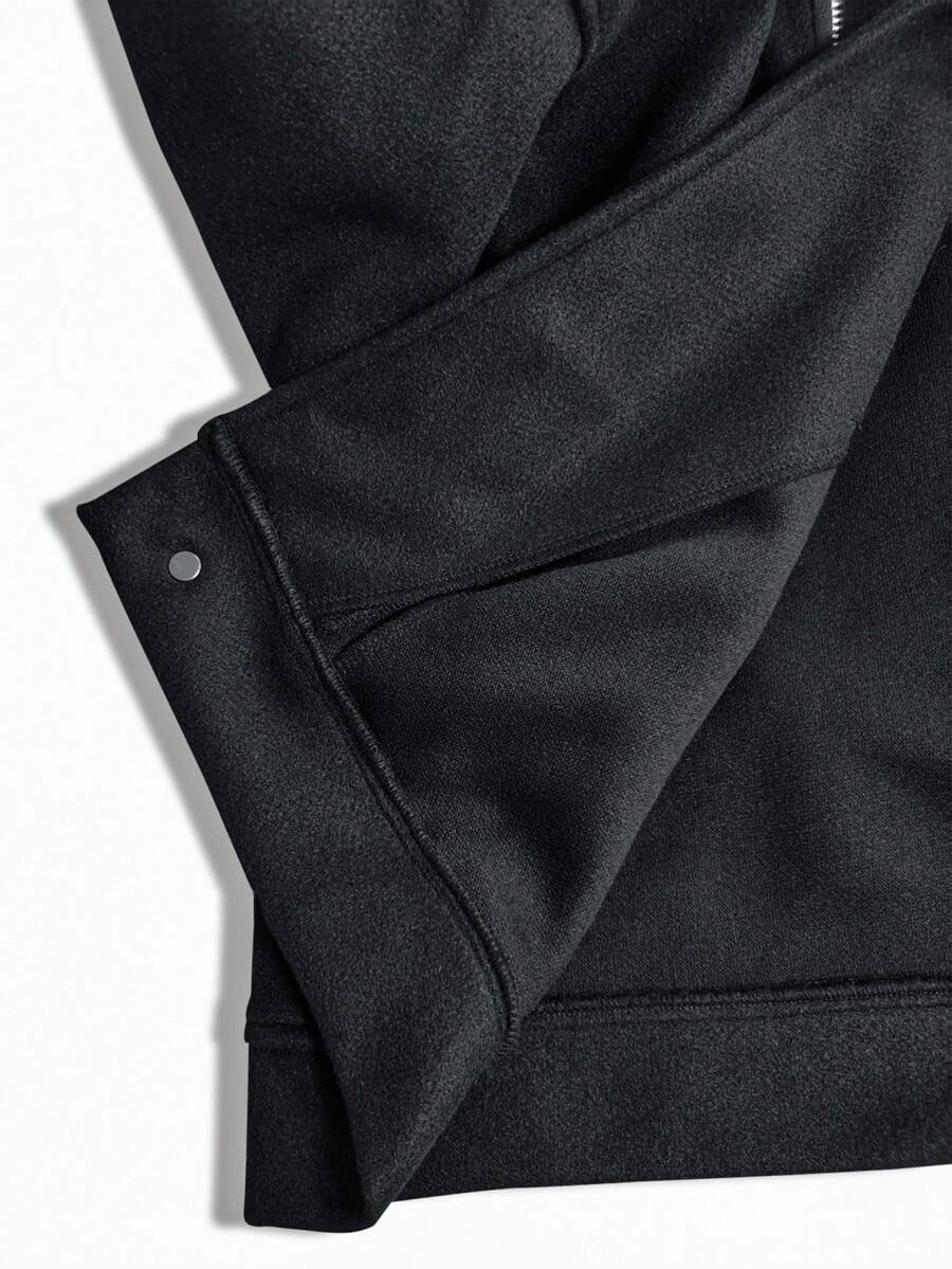 Manfinity Homme Men's Front Zipper Long Sleeve Minimalist Jacket, Casual Daily Wear