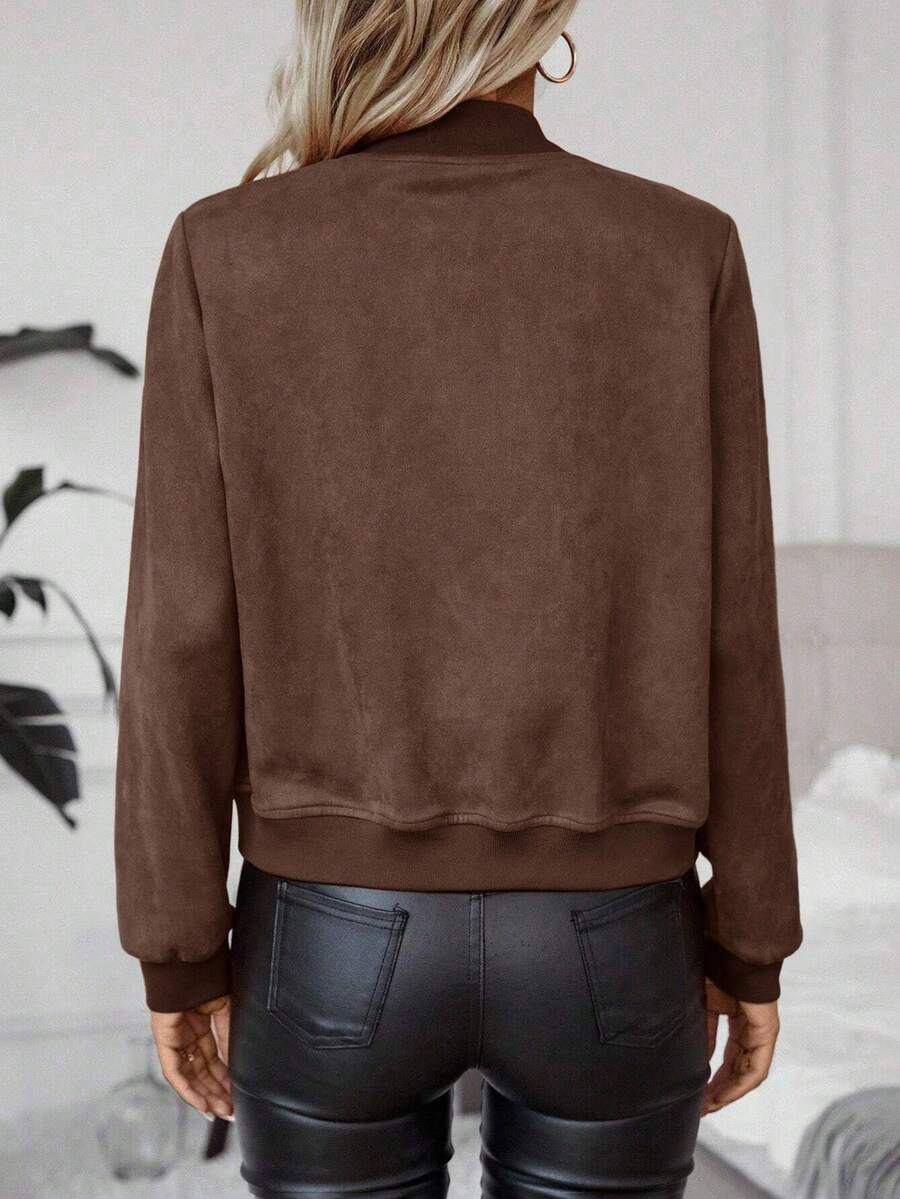 Calvaya Zip Up Bomber Jacket Fall Winter Cloth For Women