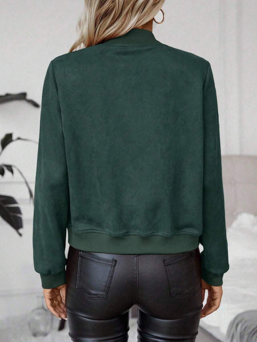 Calvaya Zip Up Bomber Jacket Fall Winter Cloth For Women