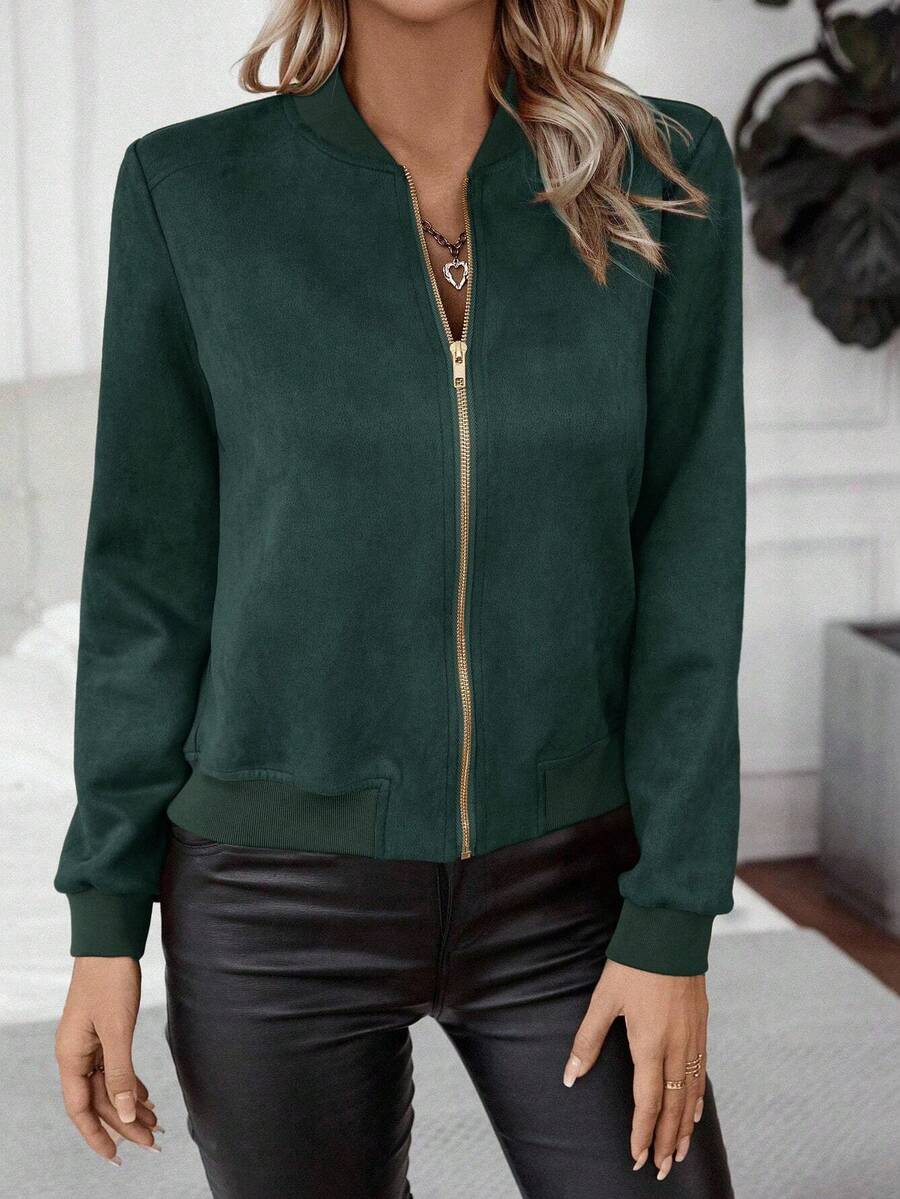 Calvaya Zip Up Bomber Jacket Fall Winter Cloth For Women