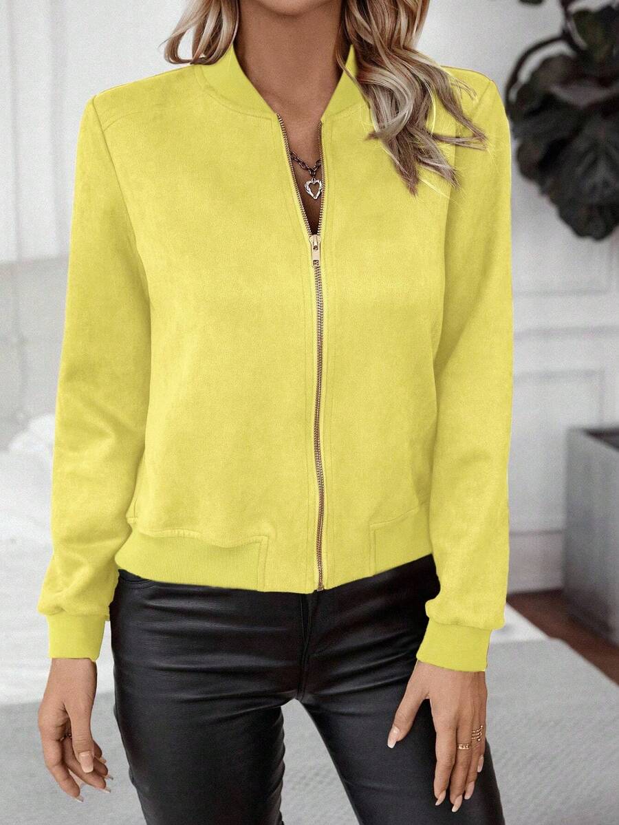 Calvaya Zip Up Bomber Jacket Fall Winter Cloth For Women