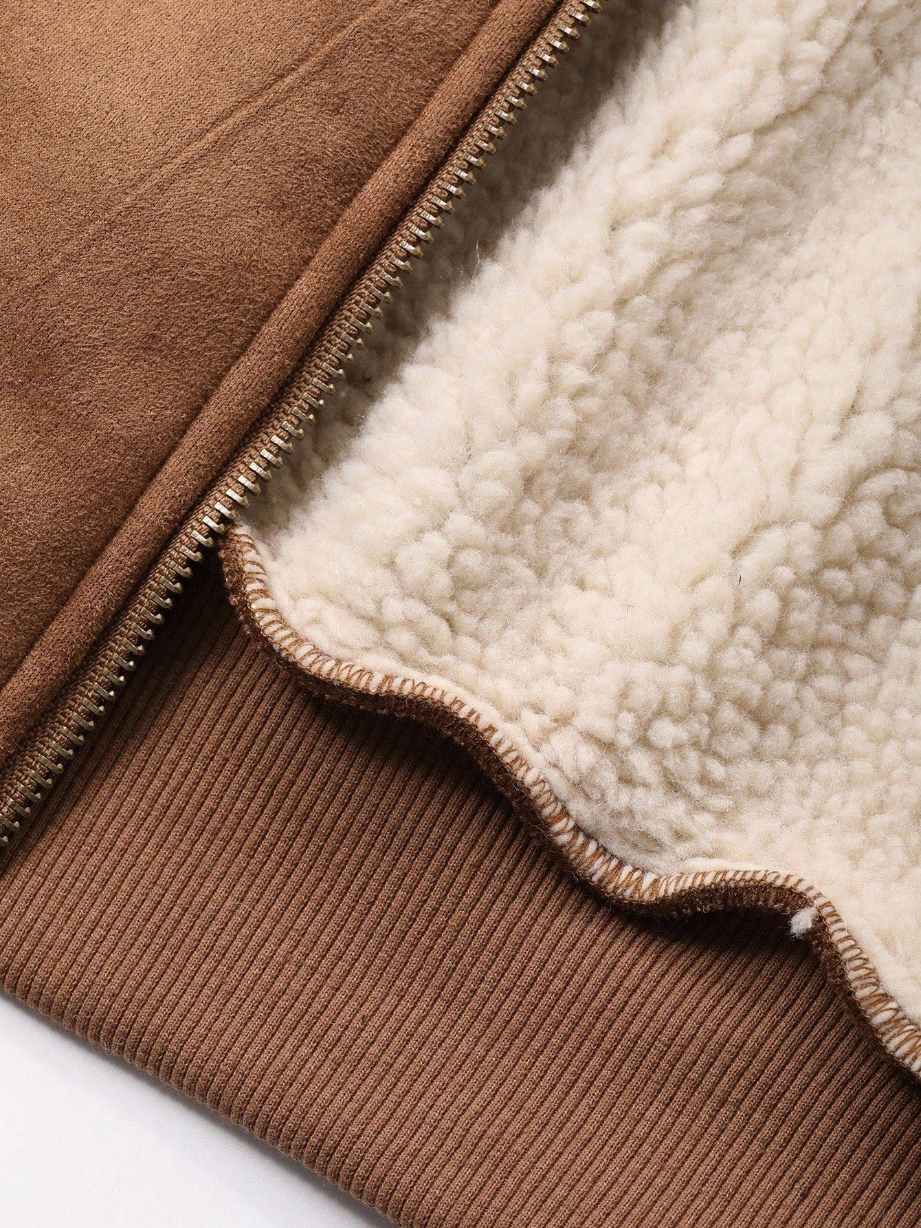 DAZY Men's Jacket With Contrast Color Collar, Suede Lining And Sherpa Fleece, Suitable For Autumn