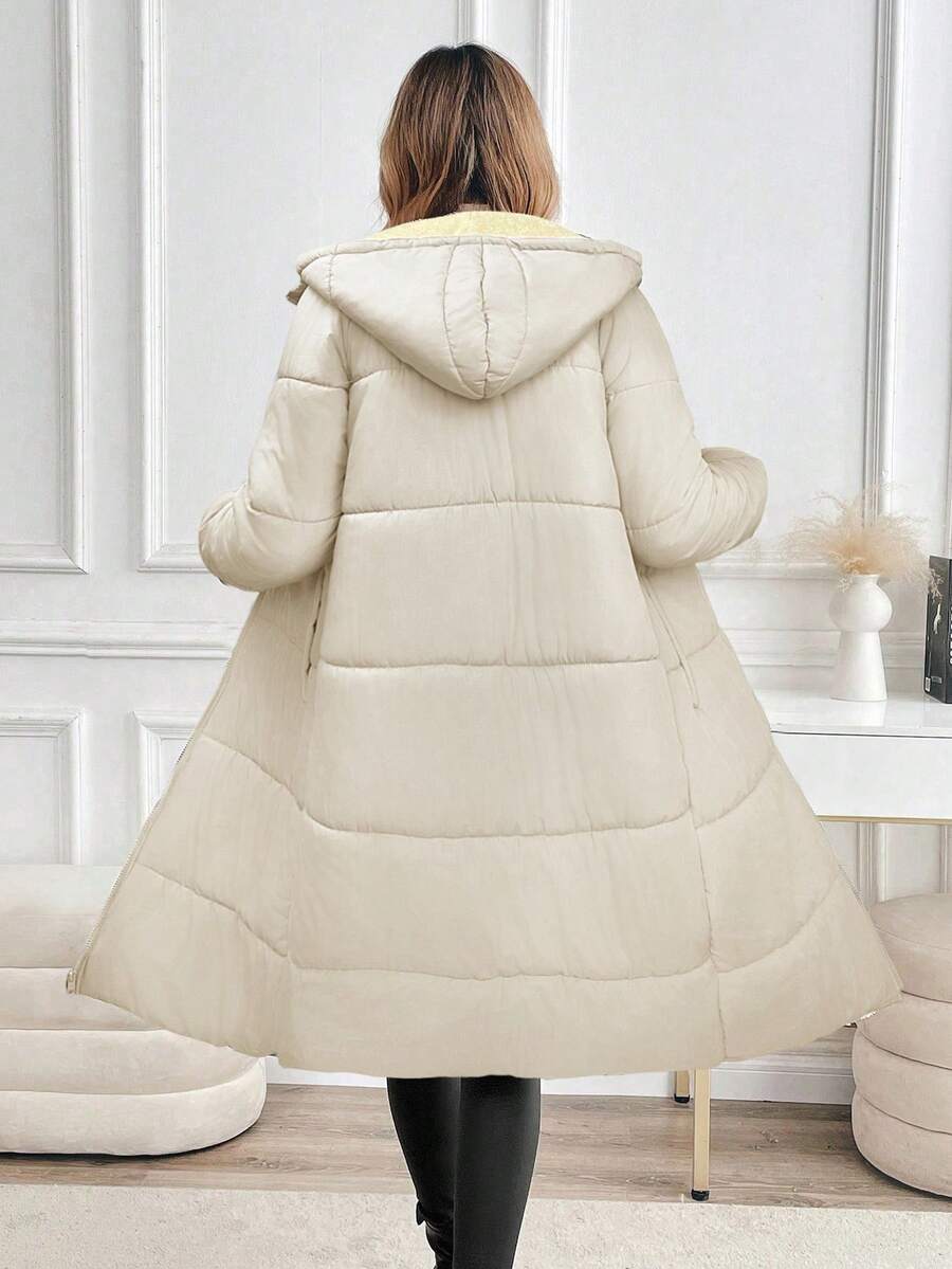 SHEIN Clasi Women Zip Up Hooded Teddy Lined Quilted Coat In Fall/Winter