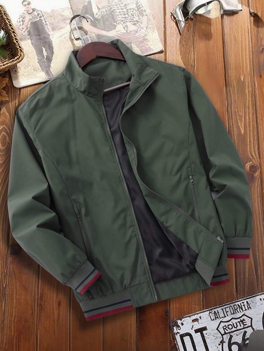 Manfinity Homme 2-In-1 Men's Casual Long Sleeve Reversible Casual Outdoor Windbreaker Jacket, Lightweight Summer Bomber Jacket, Fall