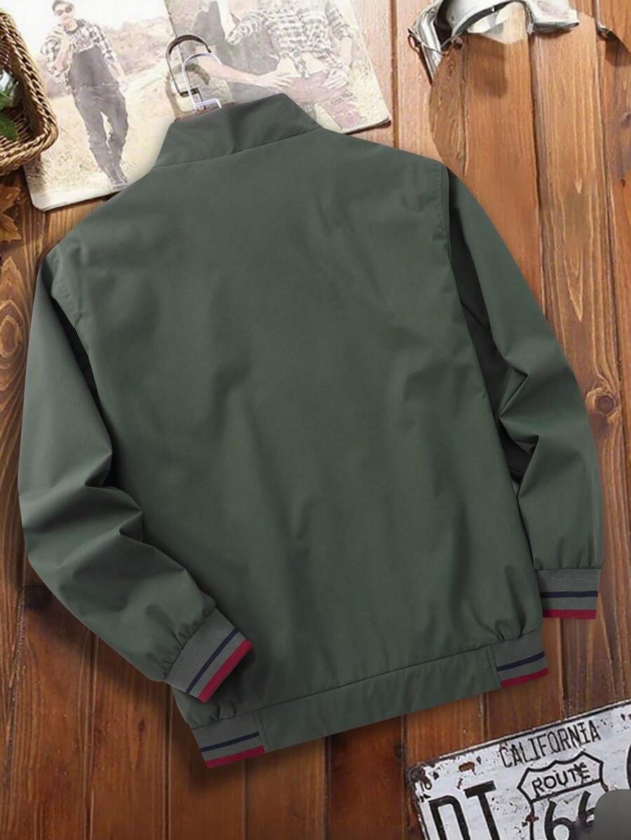 Manfinity Homme 2-In-1 Men's Casual Long Sleeve Reversible Casual Outdoor Windbreaker Jacket, Lightweight Summer Bomber Jacket, Fall