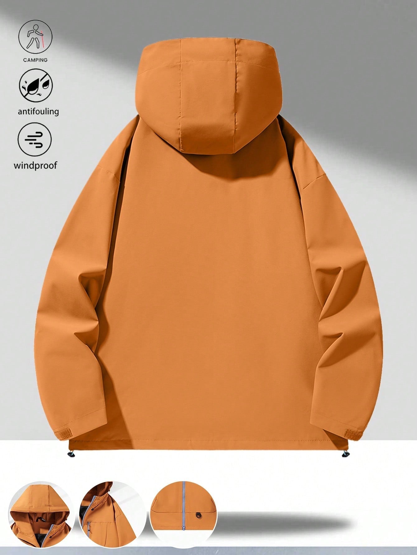 1pc Hooded Jacket With Cool Minimalist Design, Multiple Zipper Pockets And Adjustable Hood Details, Suitable For Urban Youth Daily Commute Or Exploring The City With Friends, Fashionable And Practical For Carrying Personal Items