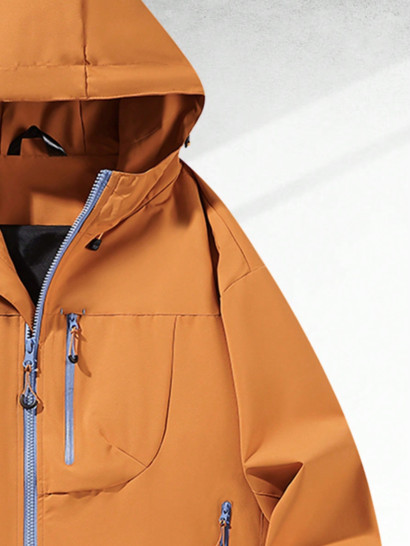 1pc Hooded Jacket With Cool Minimalist Design, Multiple Zipper Pockets And Adjustable Hood Details, Suitable For Urban Youth Daily Commute Or Exploring The City With Friends, Fashionable And Practical For Carrying Personal Items