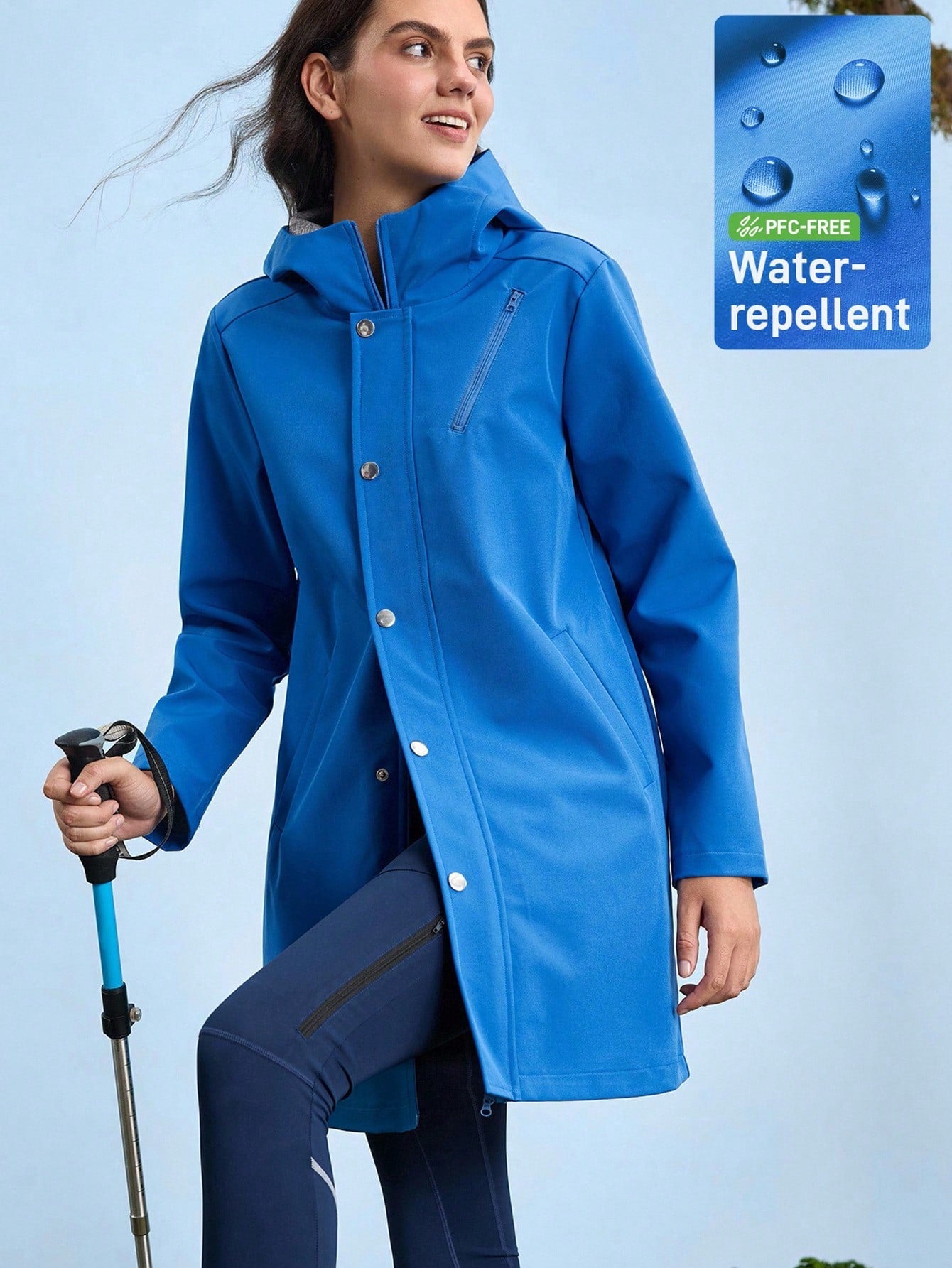 In My Nature Women Outdoor Sports Casual Waterproof Button Hooded Windbreaker Hiking Jacket