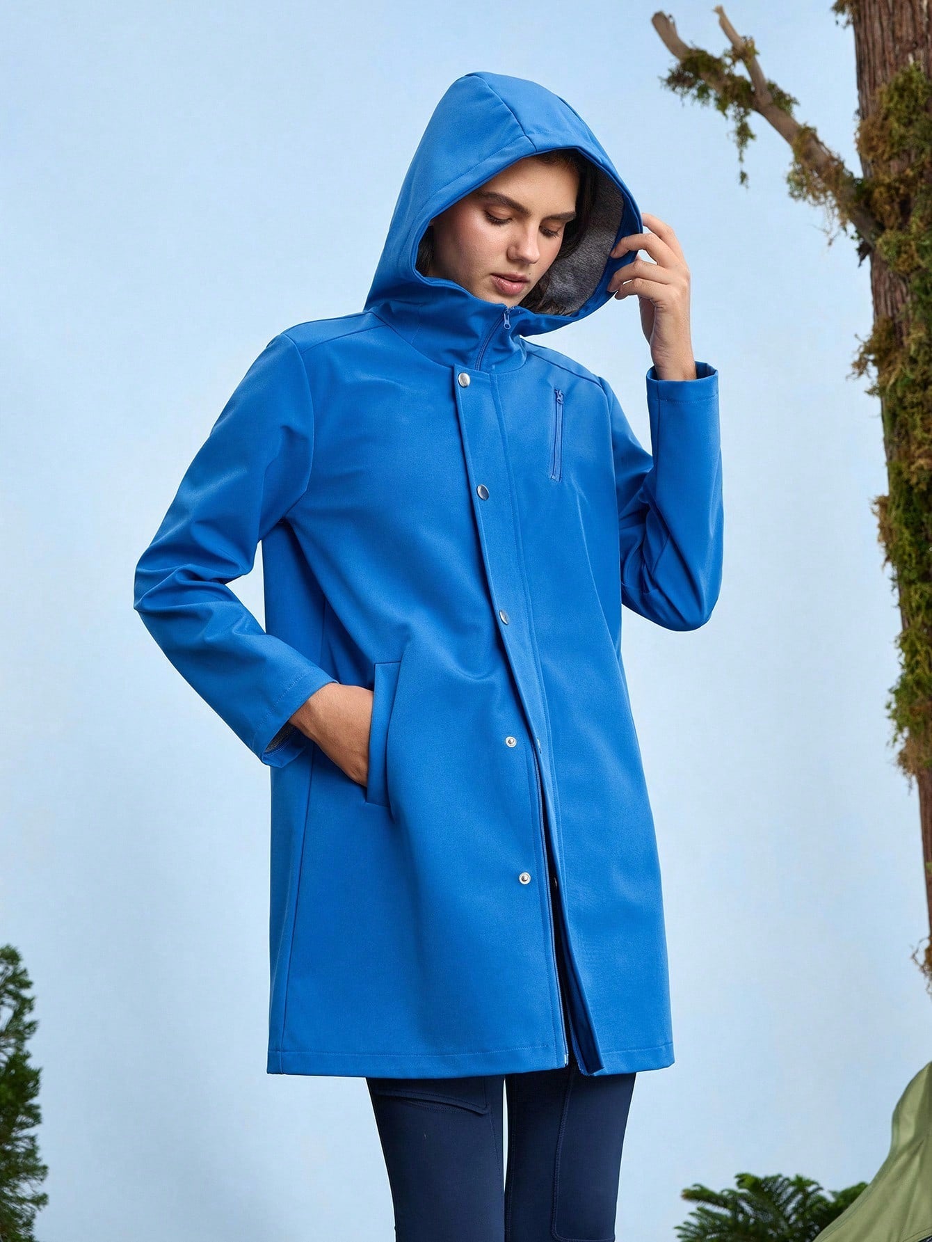 In My Nature Women Outdoor Sports Casual Waterproof Button Hooded Windbreaker Hiking Jacket