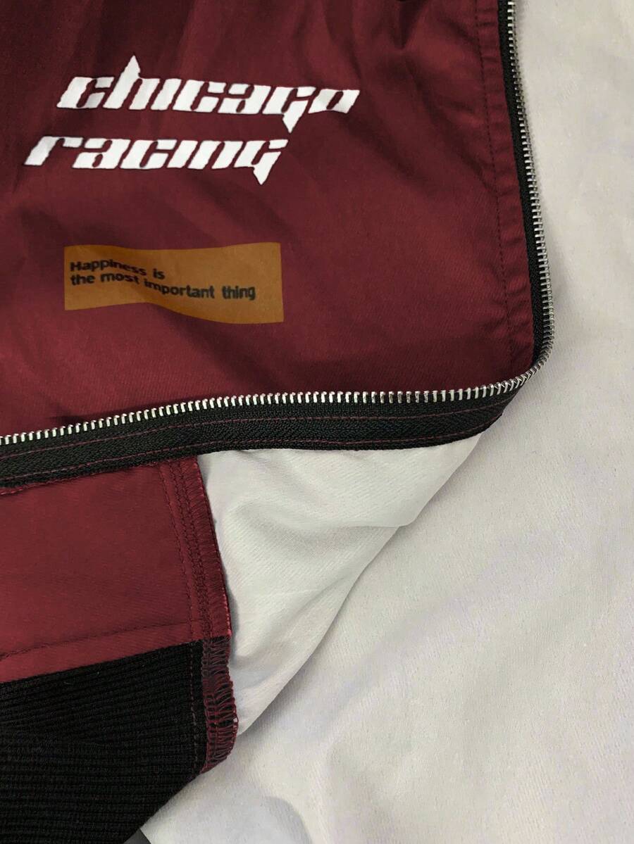 PETITE Letter Print Contrast Color Drop Shoulder Bomber Jacket For New Year Clothes