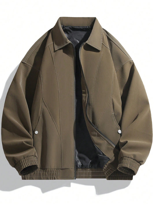 2025 Spring Autumn New Casual Loose Fit Versatile Jacket For Men, American Style Lapel Collar PU Leather Windbreaker