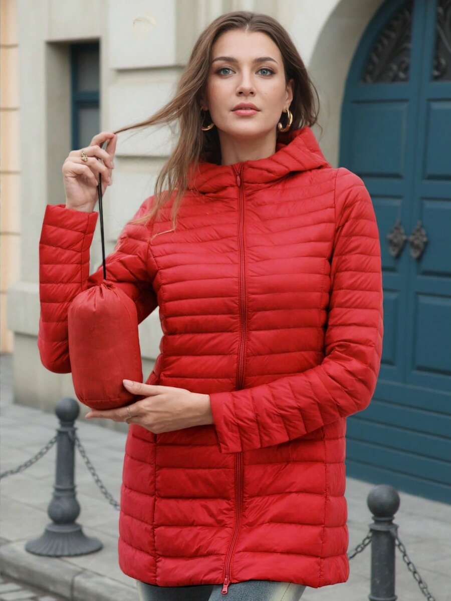 ZIAI ZIAI Women Solid Color Lightweight Long Hooded Winter Down Coat Casual Outdoor Autumn Winter Coat Women