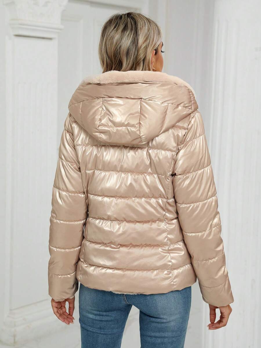 Giolshon Women's Casual Coat With A Hat And Down Jacket, Comfortable For Commuting And Daily Wear, Suitable For Both Autumn And Winter