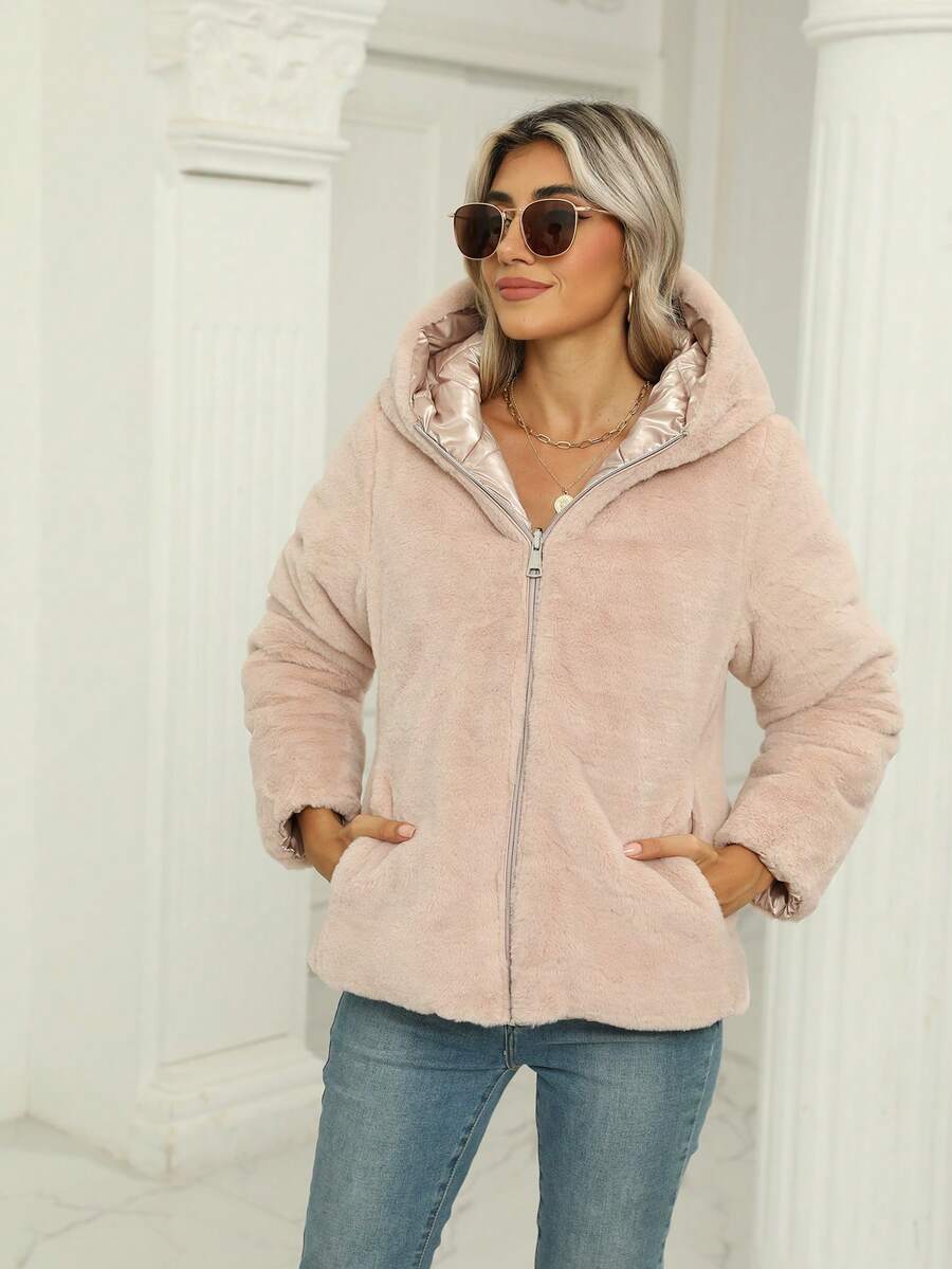 Giolshon Women's Casual Coat With A Hat And Down Jacket, Comfortable For Commuting And Daily Wear, Suitable For Both Autumn And Winter