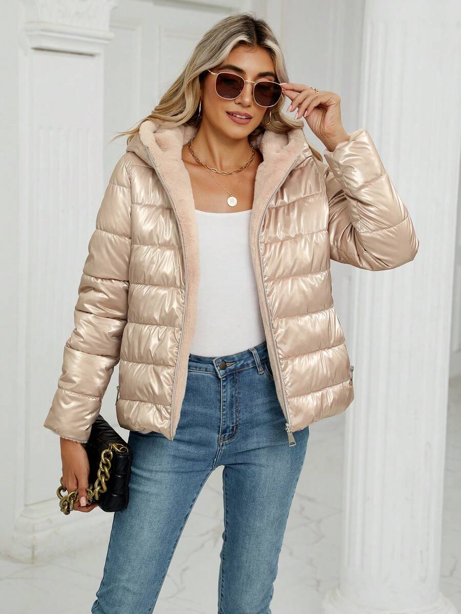 Giolshon Women's Casual Coat With A Hat And Down Jacket, Comfortable For Commuting And Daily Wear, Suitable For Both Autumn And Winter