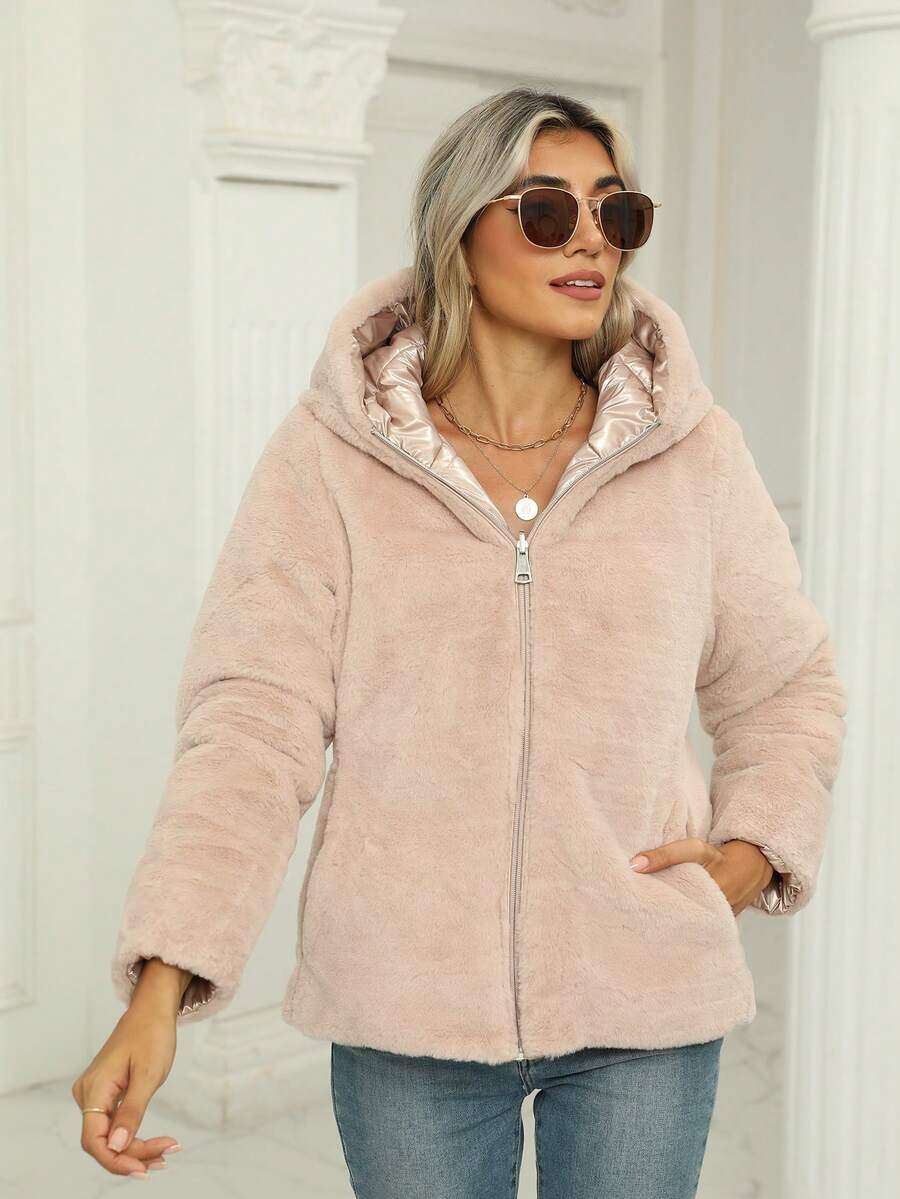 Giolshon Women's Casual Coat With A Hat And Down Jacket, Comfortable For Commuting And Daily Wear, Suitable For Both Autumn And Winter