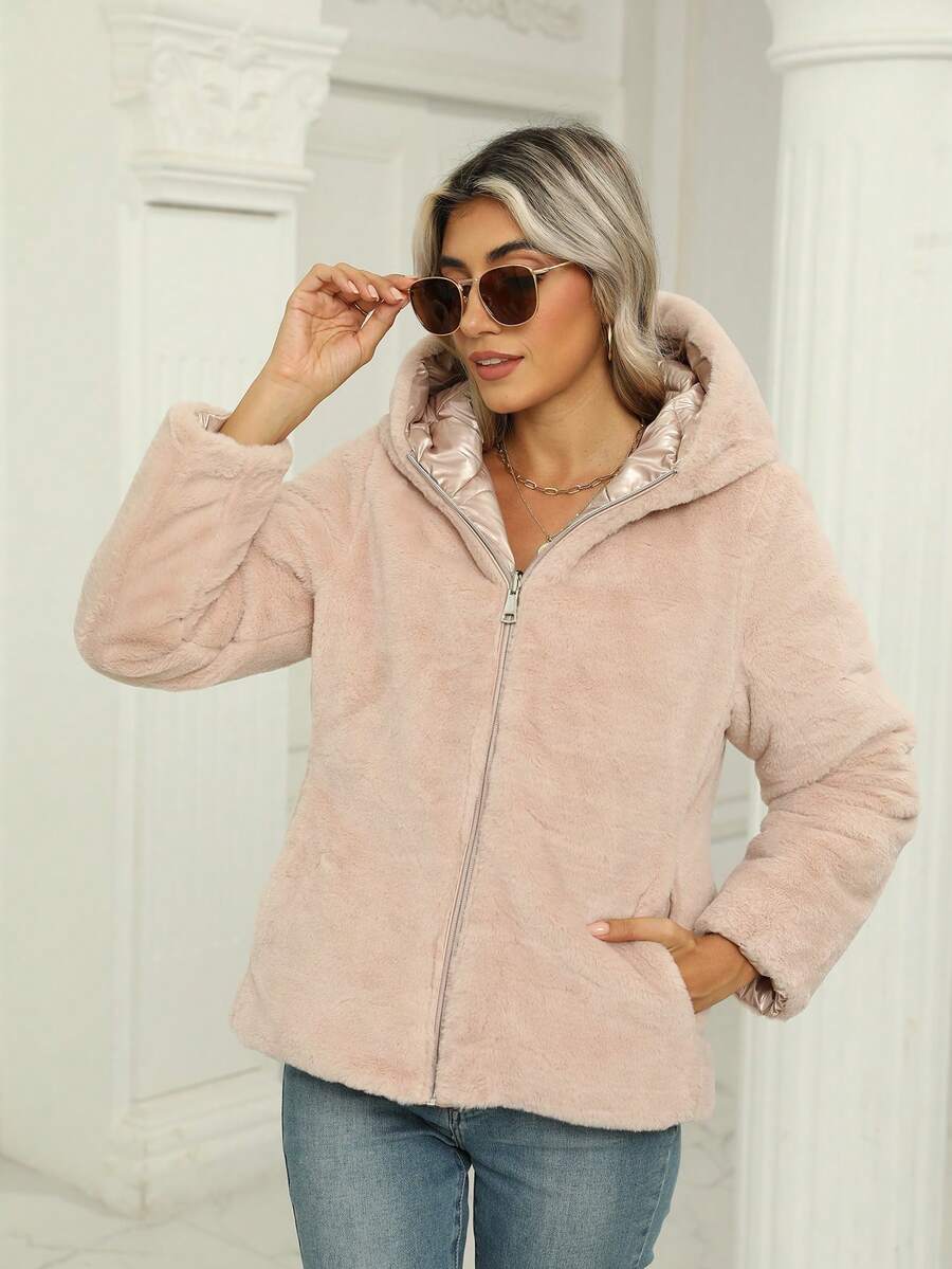 Giolshon Women's Casual Coat With A Hat And Down Jacket, Comfortable For Commuting And Daily Wear, Suitable For Both Autumn And Winter