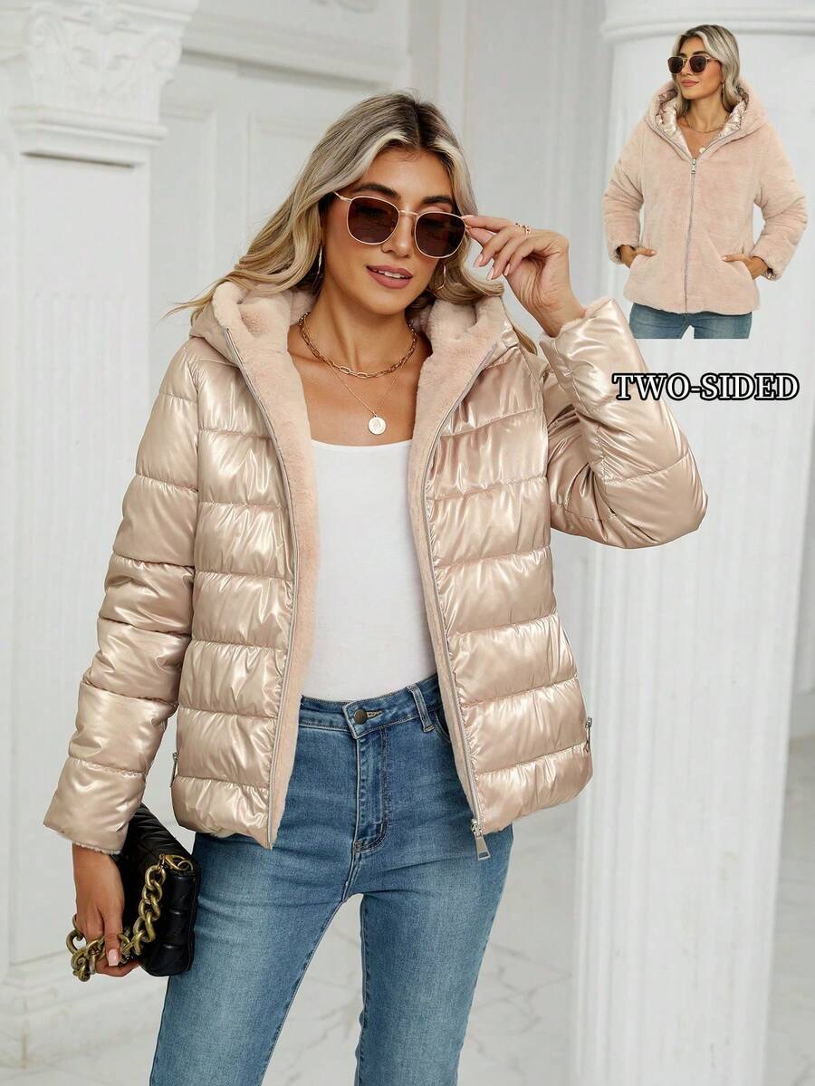 Giolshon Women's Casual Coat With A Hat And Down Jacket, Comfortable For Commuting And Daily Wear, Suitable For Both Autumn And Winter