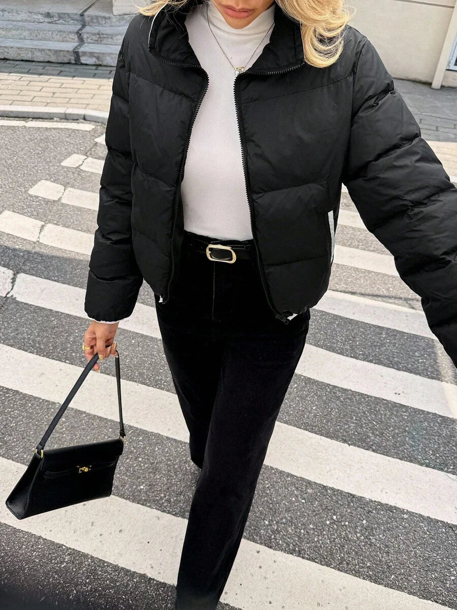 Siren Gaze Women's Casual Stand Collar Thermal Lined Jacket, Versatile For Winter,Fall Brown
