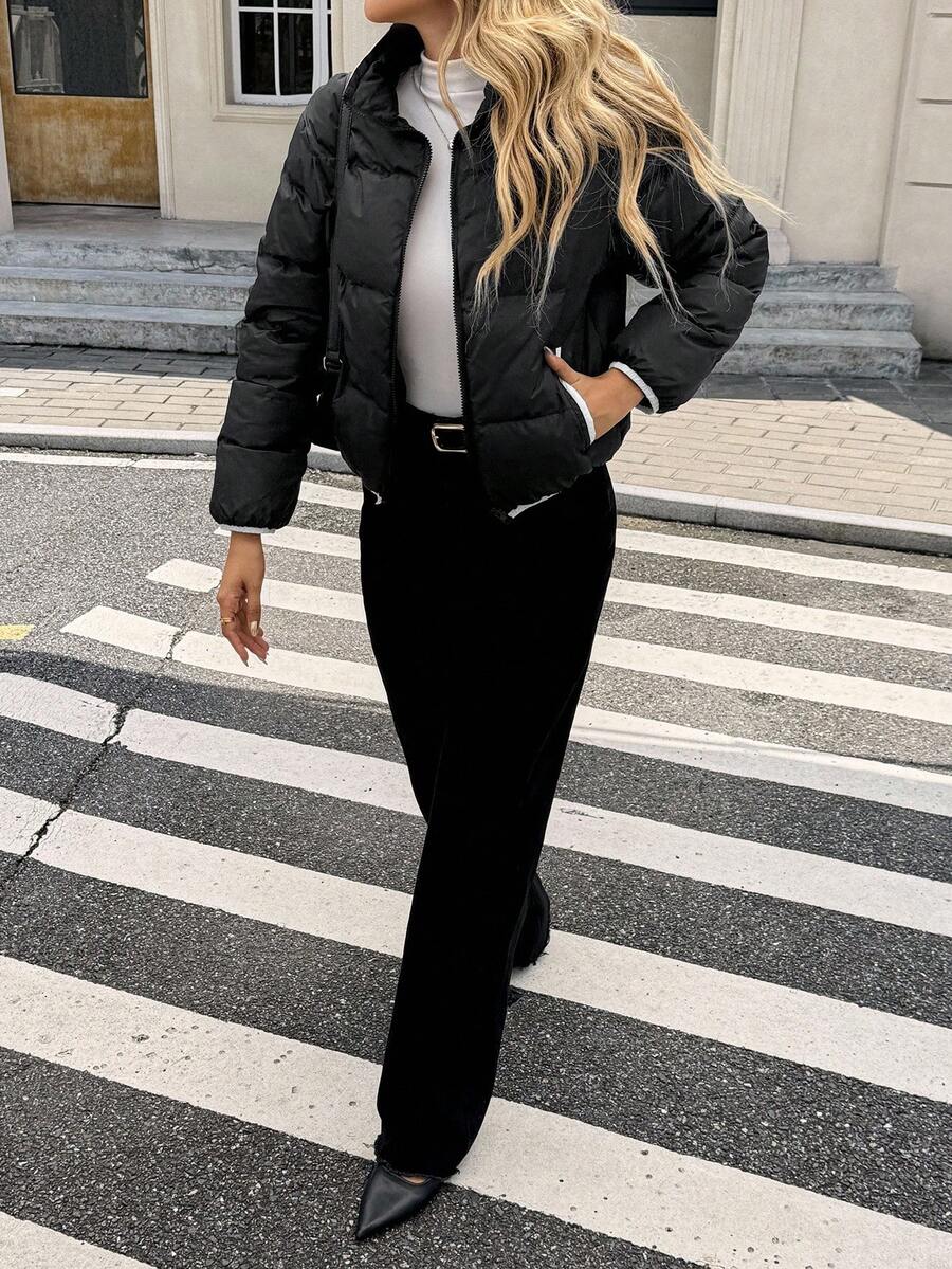 Siren Gaze Women's Casual Stand Collar Thermal Lined Jacket, Versatile For Winter,Fall Brown