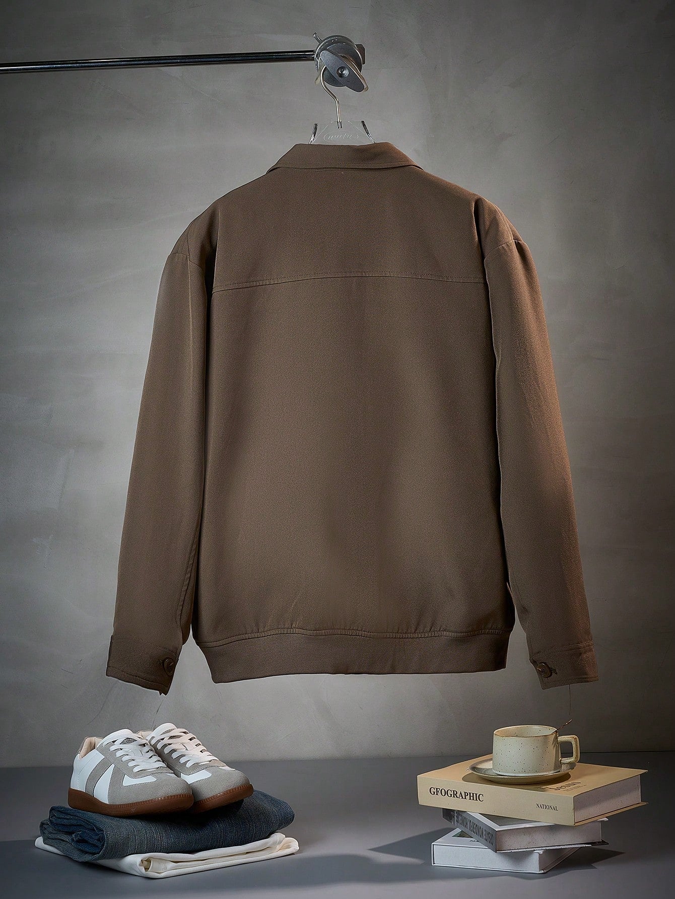 Men's Vintage Coin Pattern Jacket, Casual Urban Commute Outdoor Wear, Collared Shirt-Style Outerwear, Winter