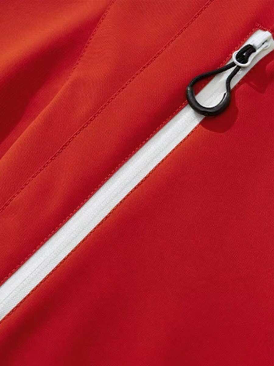 1pc Women's Short Jacket, Spring Lightweight Hooded Multi-Pocket Windbreaker, Water-Resistant Zipper Casual Outdoor