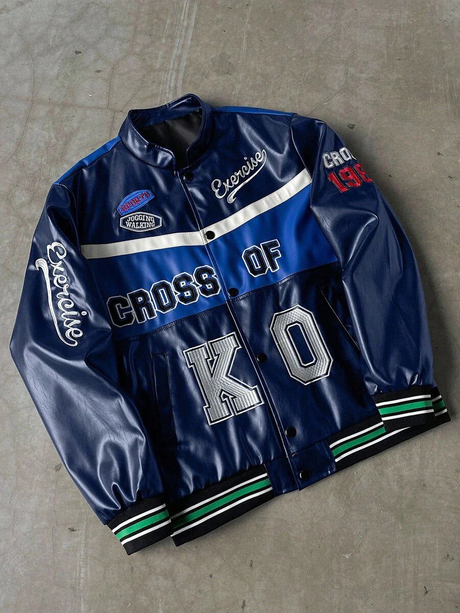 PAVTROS Men's Fashion Casual College Style PU Button Baseball Jacket Letterman Jacket Varsity Jacket Daily Leisure, Weekend Trips, Outdoor Activities, Travel Expeditions, Relaxed Work Environments Or Semi-Formal Occasions, Boyfriend/Husband Gift, Anniver