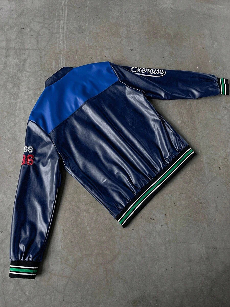 PAVTROS Men's Fashion Casual College Style PU Button Baseball Jacket Letterman Jacket Varsity Jacket Daily Leisure, Weekend Trips, Outdoor Activities, Travel Expeditions, Relaxed Work Environments Or Semi-Formal Occasions, Boyfriend/Husband Gift, Anniver