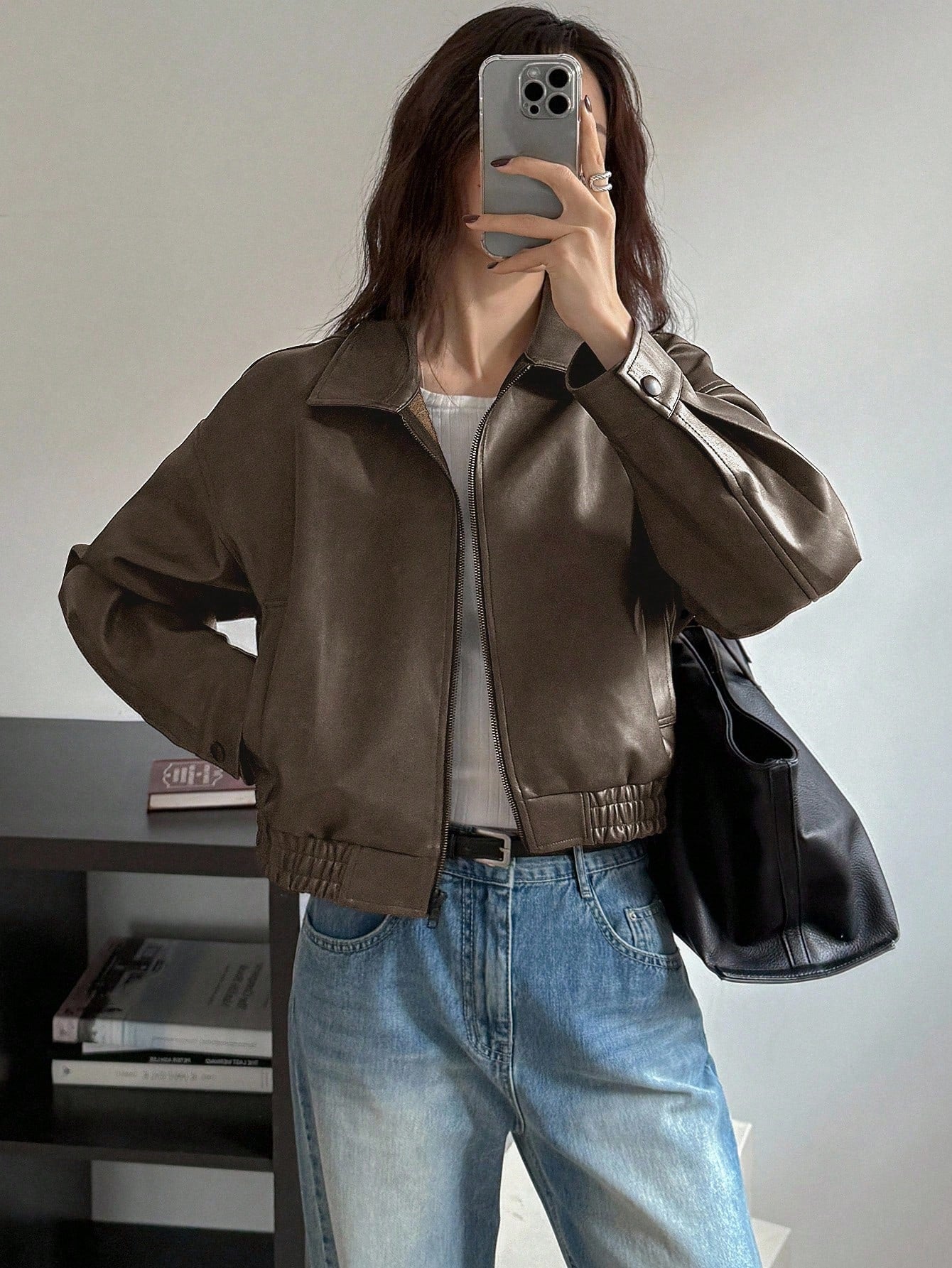 DAZY New Spring Distressed Leather Jacket Short Jacket Women, Regular Fit, Suitable For Valentine's Day Fall, Winter