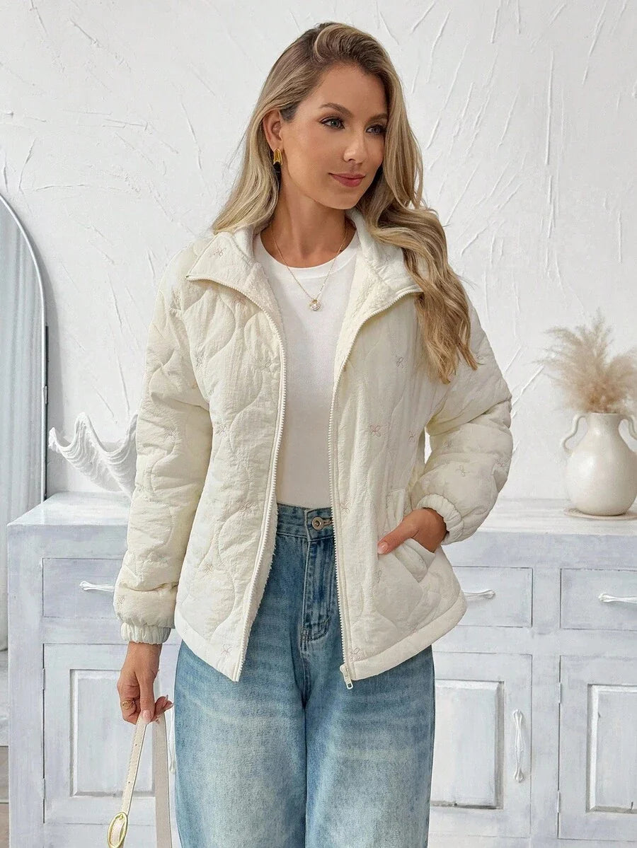 SHEIN LUNE Women's Casual Thermal Lined Long Sleeve Pocket Padded Coat