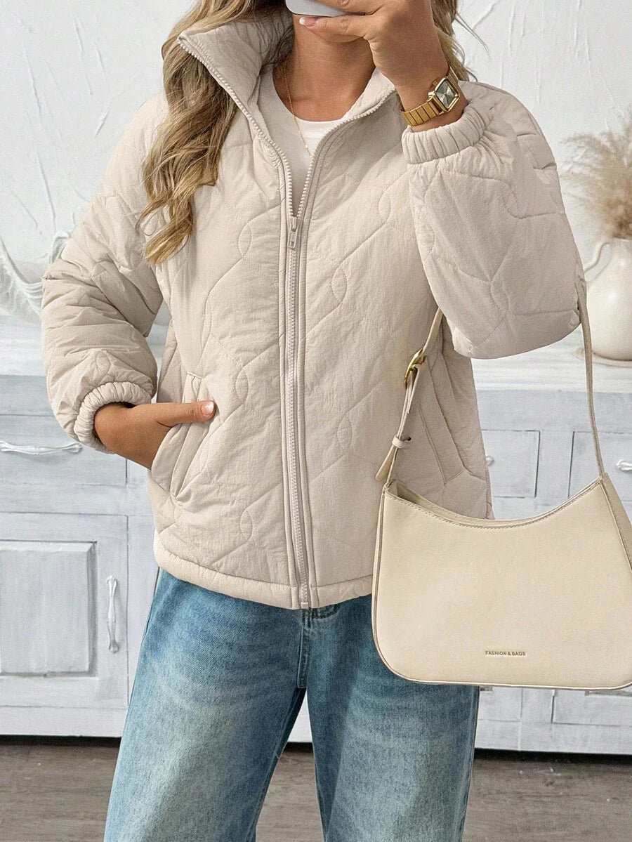 Easowa Women's Casual Plain Color Thermal Lined Regular Padded Coat, Autumn Winter