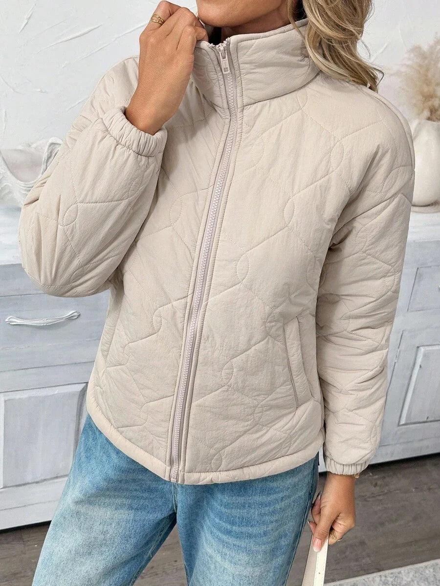 Easowa Women's Casual Plain Color Thermal Lined Regular Padded Coat, Autumn Winter