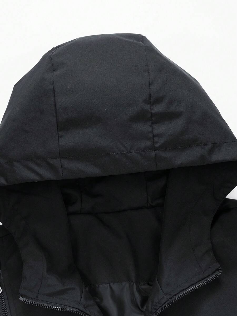 Men Casual Printed Lightweight Windbreaker Hooded Jacket, Fall