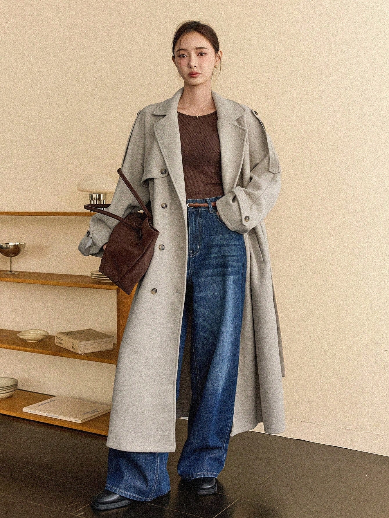 Livesso Women's Loose Casual Wool Blend Jacket, Autumn/Winter