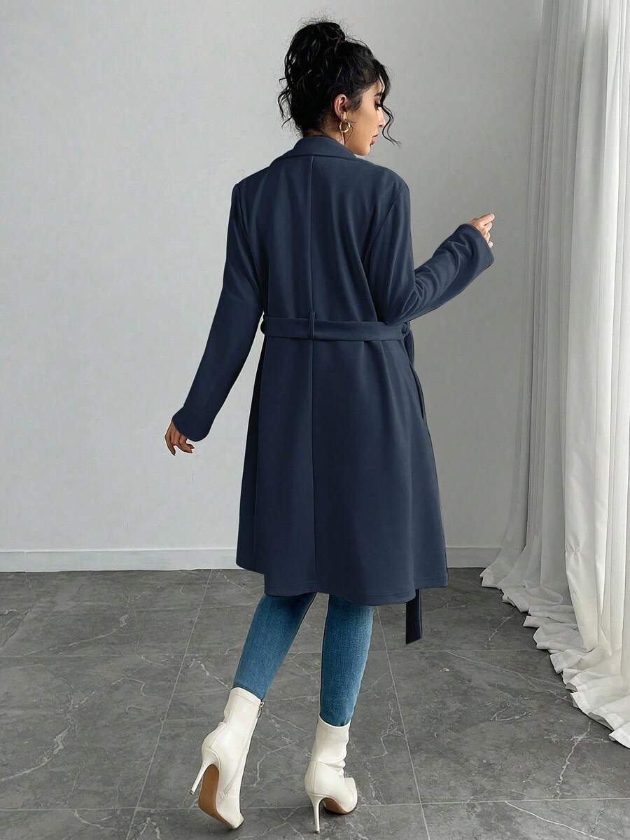 RosyDaze Women's Solid Color Faux Suede Double-Breasted Side Pocket Regular Jacket Fall Winter Cloth For Women