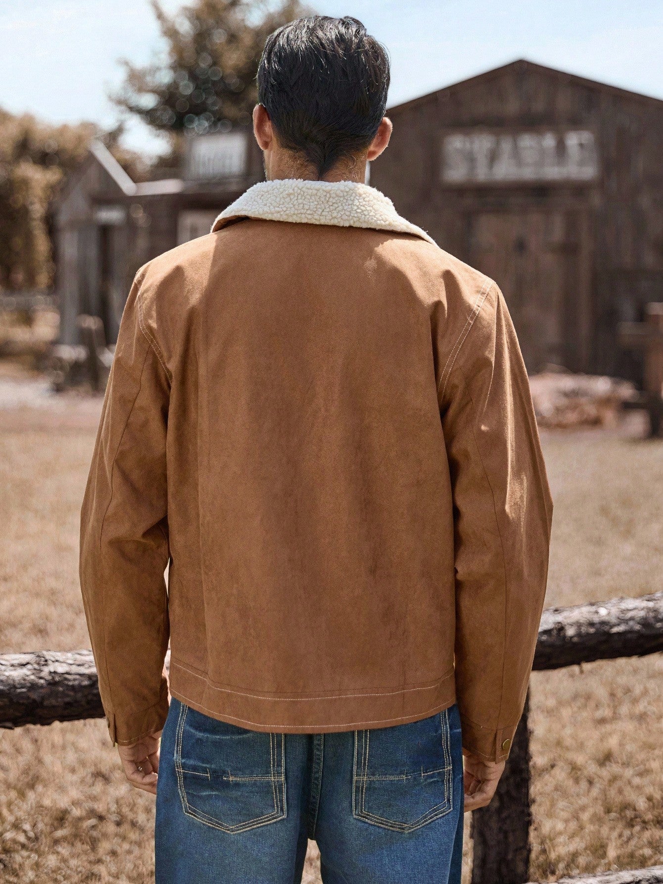 Manfinity Nomadique Men's Fashionable Casual Retro Fleece Corduroy Jacket, Fall/Winter