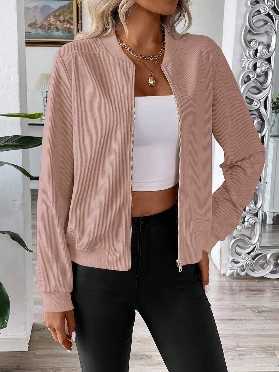 Calvaya Zip Up Bomber Jacket Fall Winter Cloth For Women